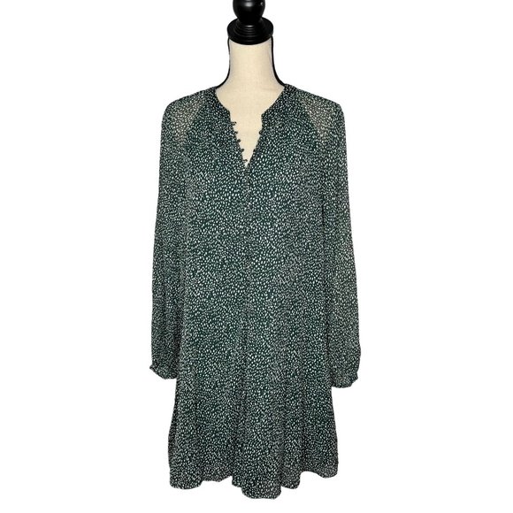 Joie Balloon Sleeve Arctic Animal Spot Green White Dress Women's Size Medium M - Picture 1 of 9